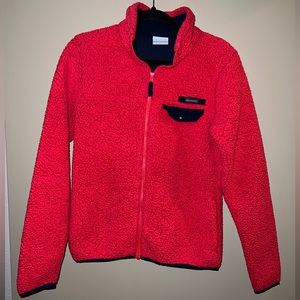 Columbia red Sherpa zip up size small
